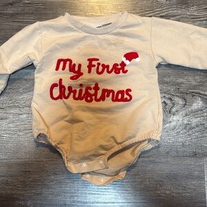 My First Christmas Kids One Piece - Cream and Red